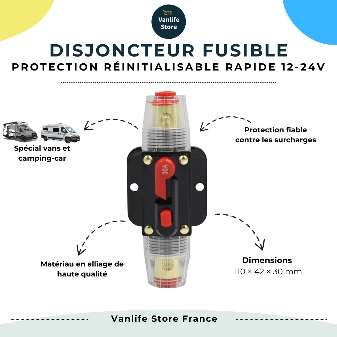Disjoncteur automobile étanche réarmable 12 - 24V - Vanlife - Store