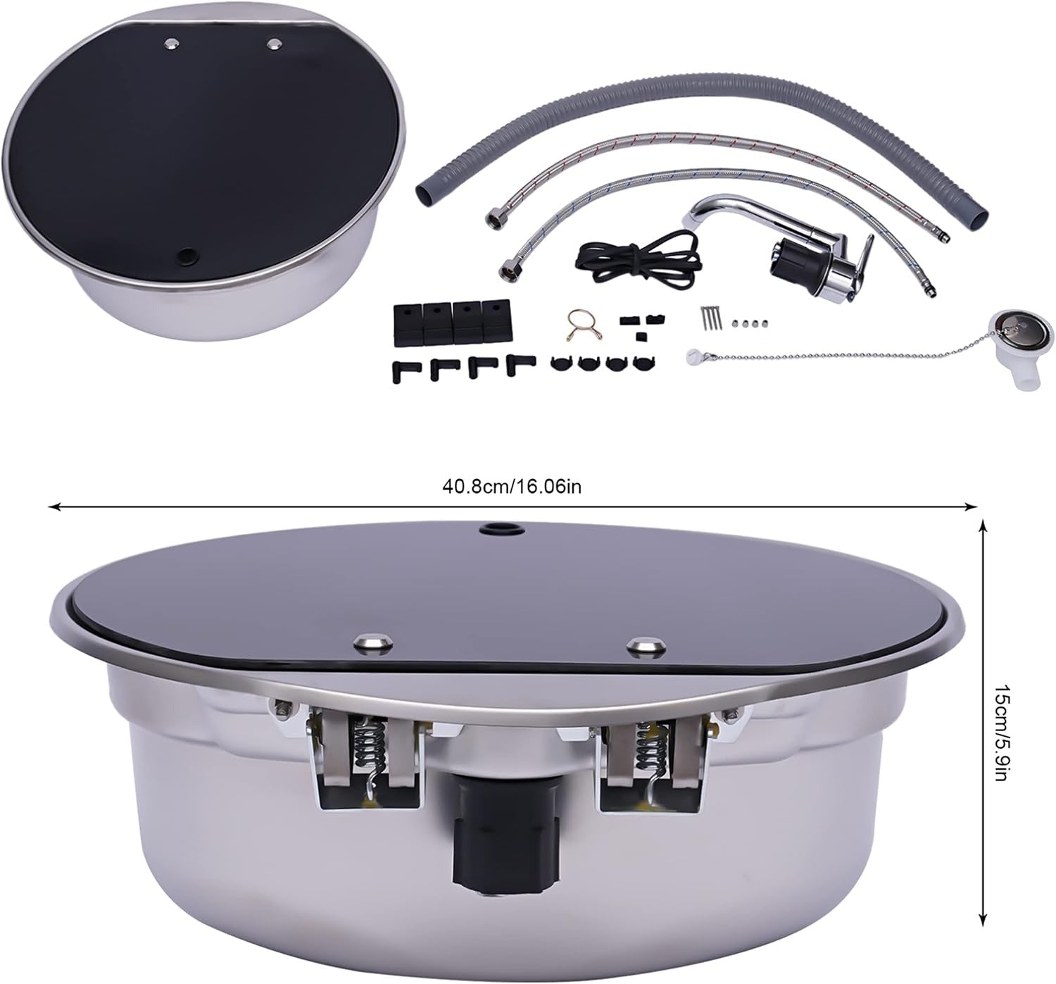 Evier Inox pour van aménagé et camping-car (diamètre 42cm) - Vanlife-Store