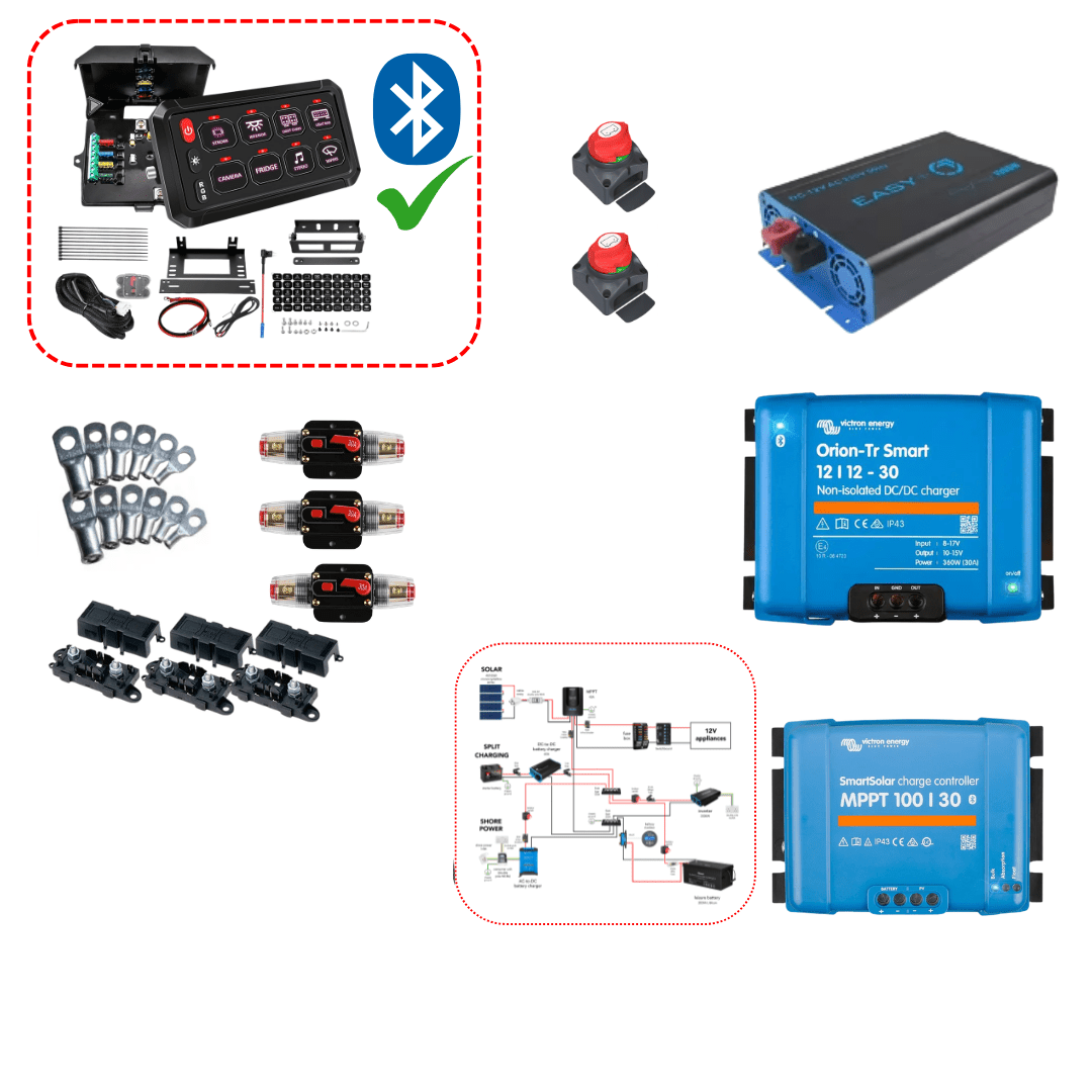 Kit complet électricité van aménagé - Avec schéma électrique - Interrupteurs Bluetooth - Avec convertisseur 12v - 230v - Vanlife - Store