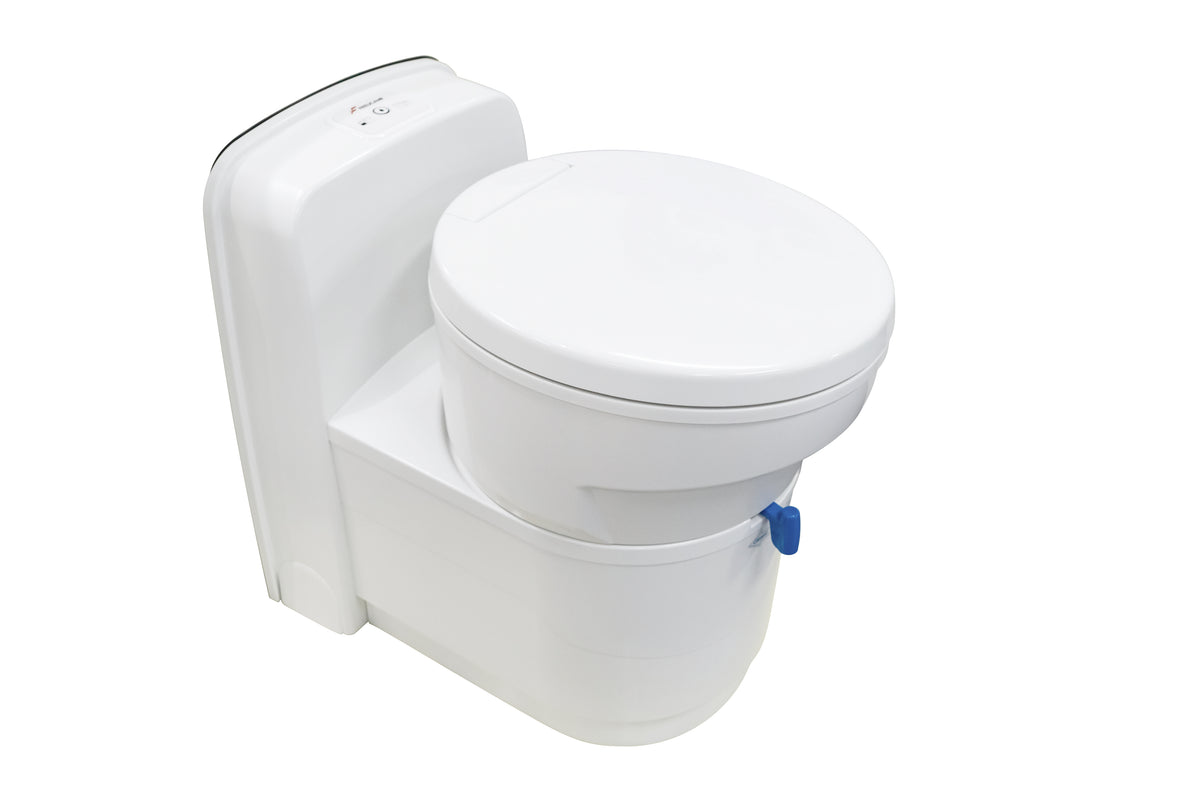 Toilettes cassette rotatives 12V – vue de face, abattant fermé