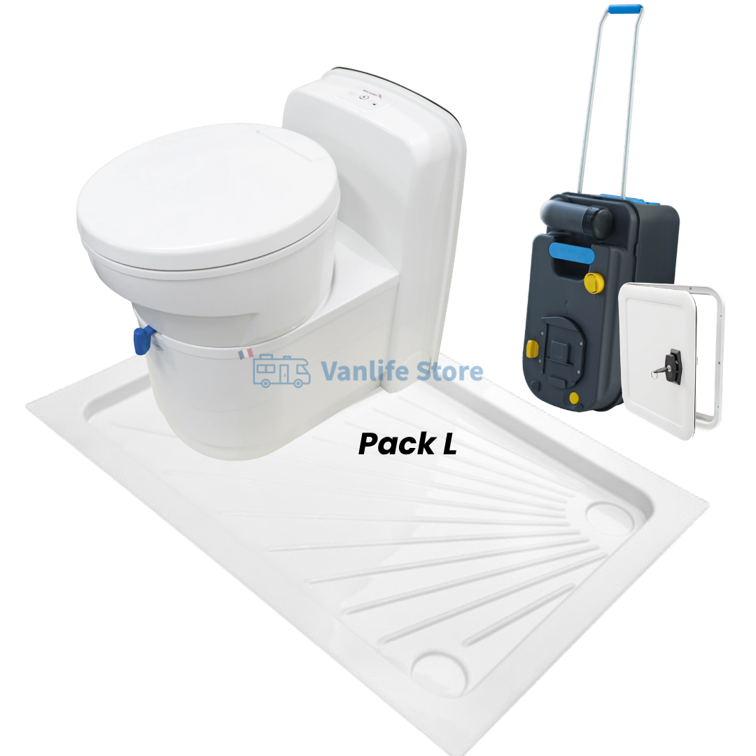 Pack toilettes cassette + receveur de douche 80 × 70 cm – toilettes à gauche