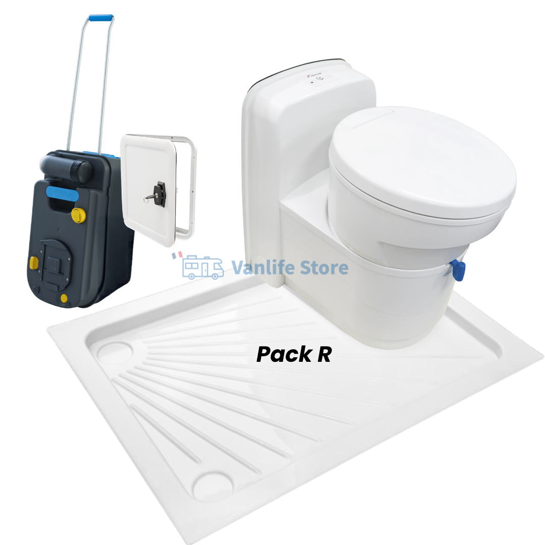 Pack toilettes cassette + receveur de douche 80 × 70 cm – toilettes à droite