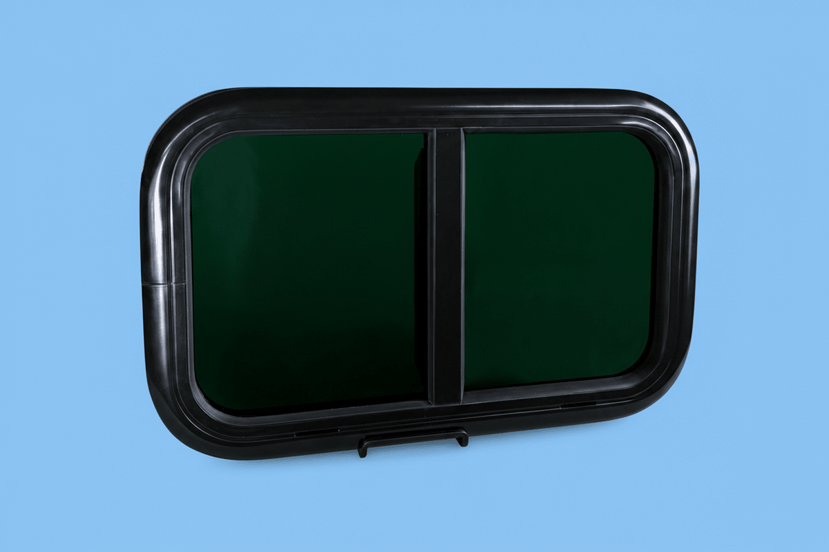 Baie coulissante SLIDE 900 x 550 - avec store et moustiquaire - Vanlife-Store