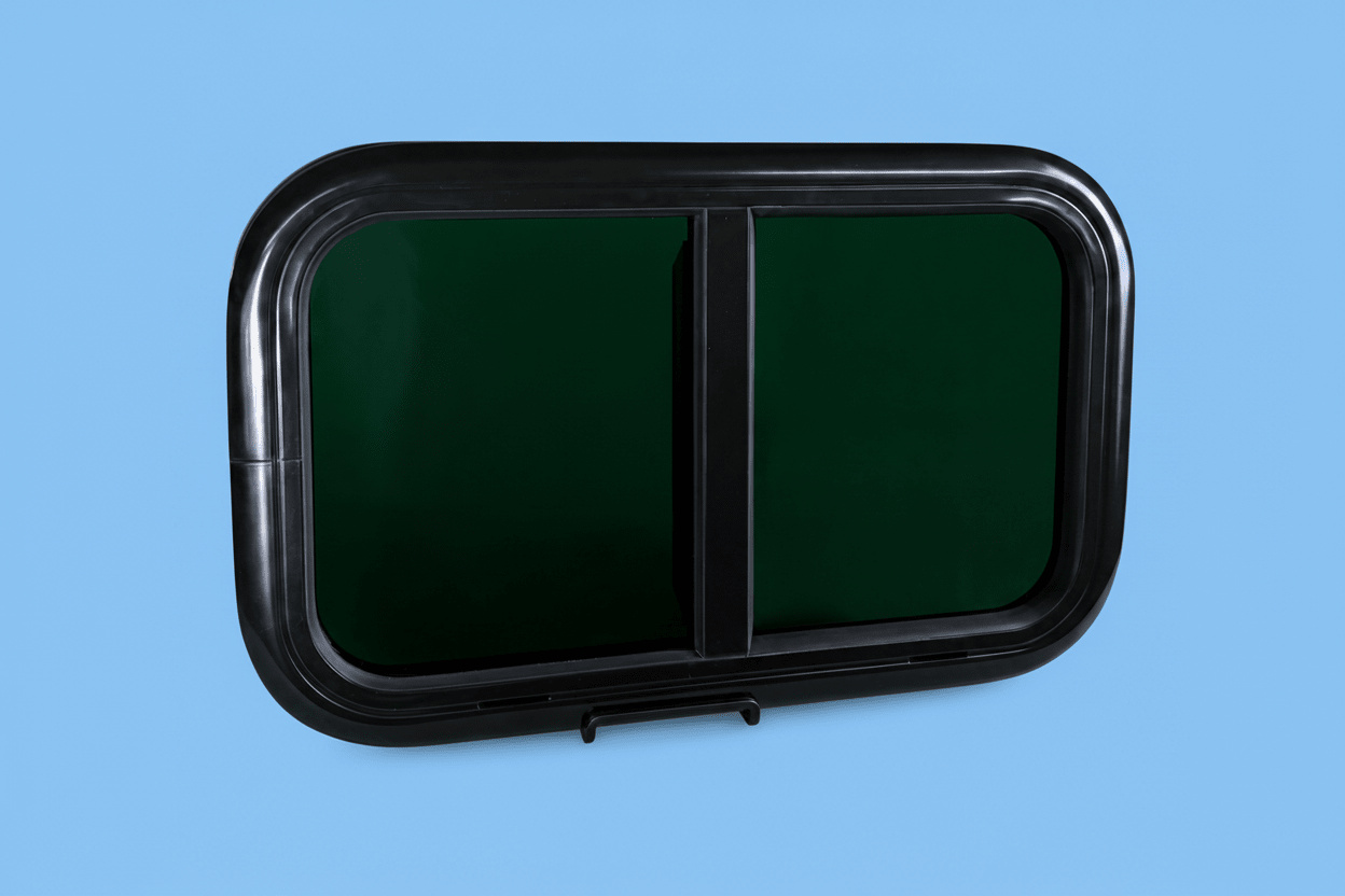Baie coulissante SLIDE 900 x 550 - avec store et moustiquaire - Vanlife-Store