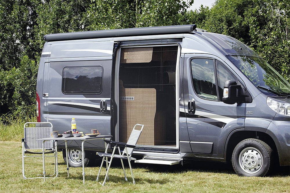 Baie projetable CURVE - Fenêtre avec store et moustiquaire - Vanlife - Store