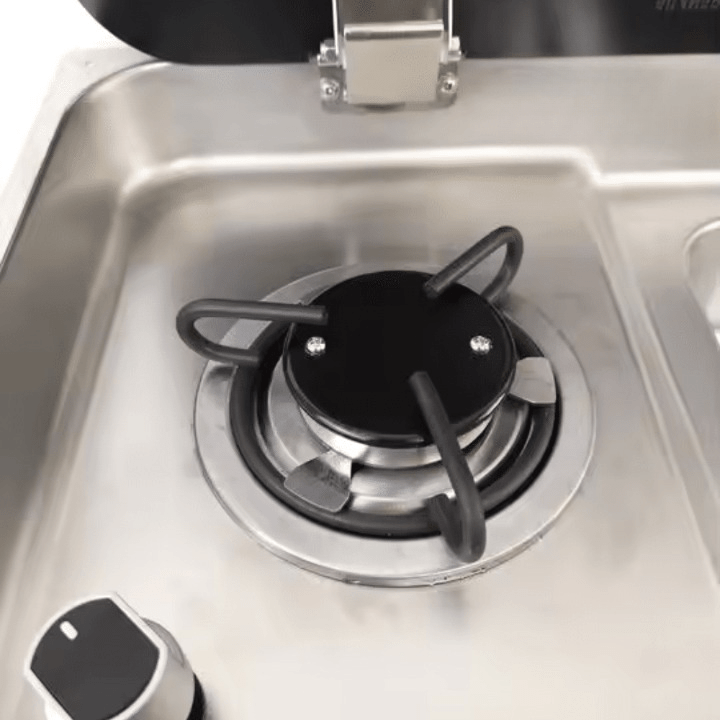 Evier combiné 1 feu gaz - Inox / Verre trempé (Avec ou Sans Robinet) - Vanlife - Store