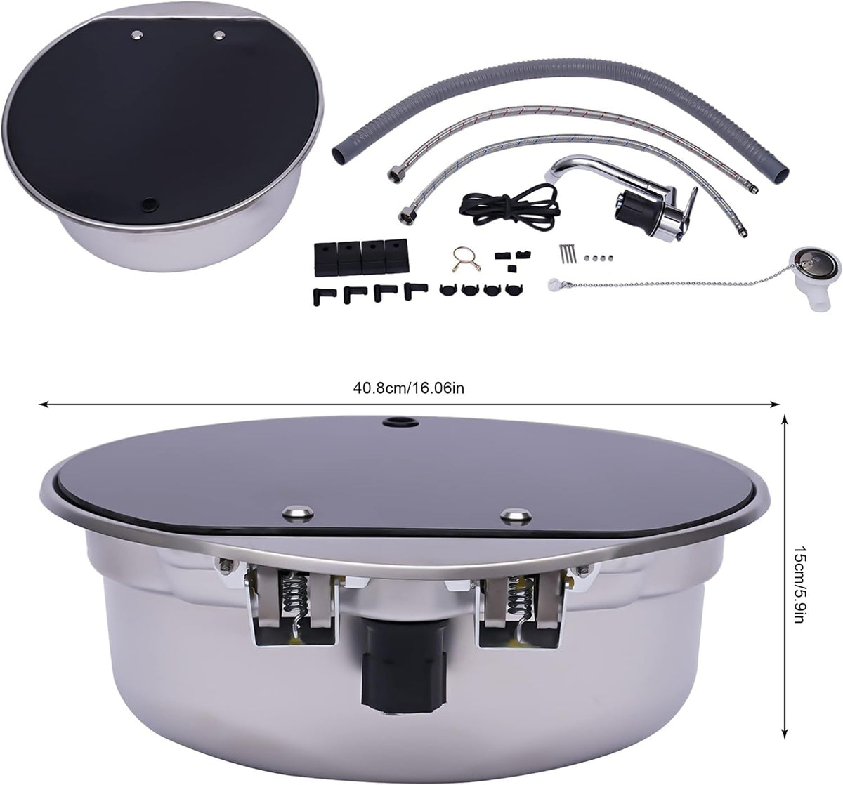 Evier Inox pour van aménagé et camping-car (diamètre 42cm) - Vanlife-Store