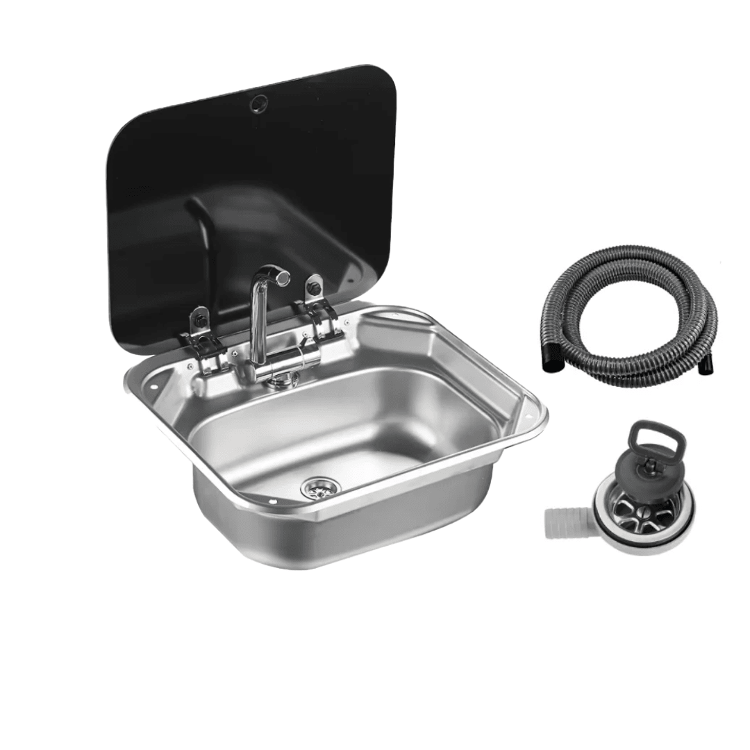 Evier Inox spécial camping - car - 40x35cm - Avec Robinet - Vanlife - Store