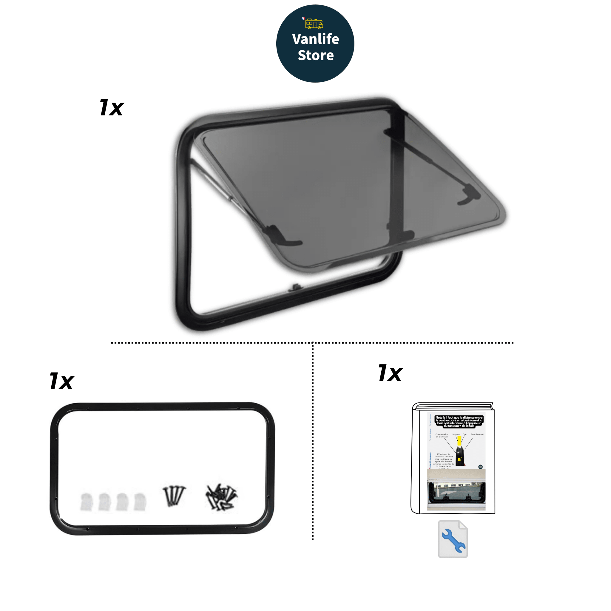 Fenêtre CURVE 960 x 450 - fenêtre pour van aménagé - Vanlife-Store