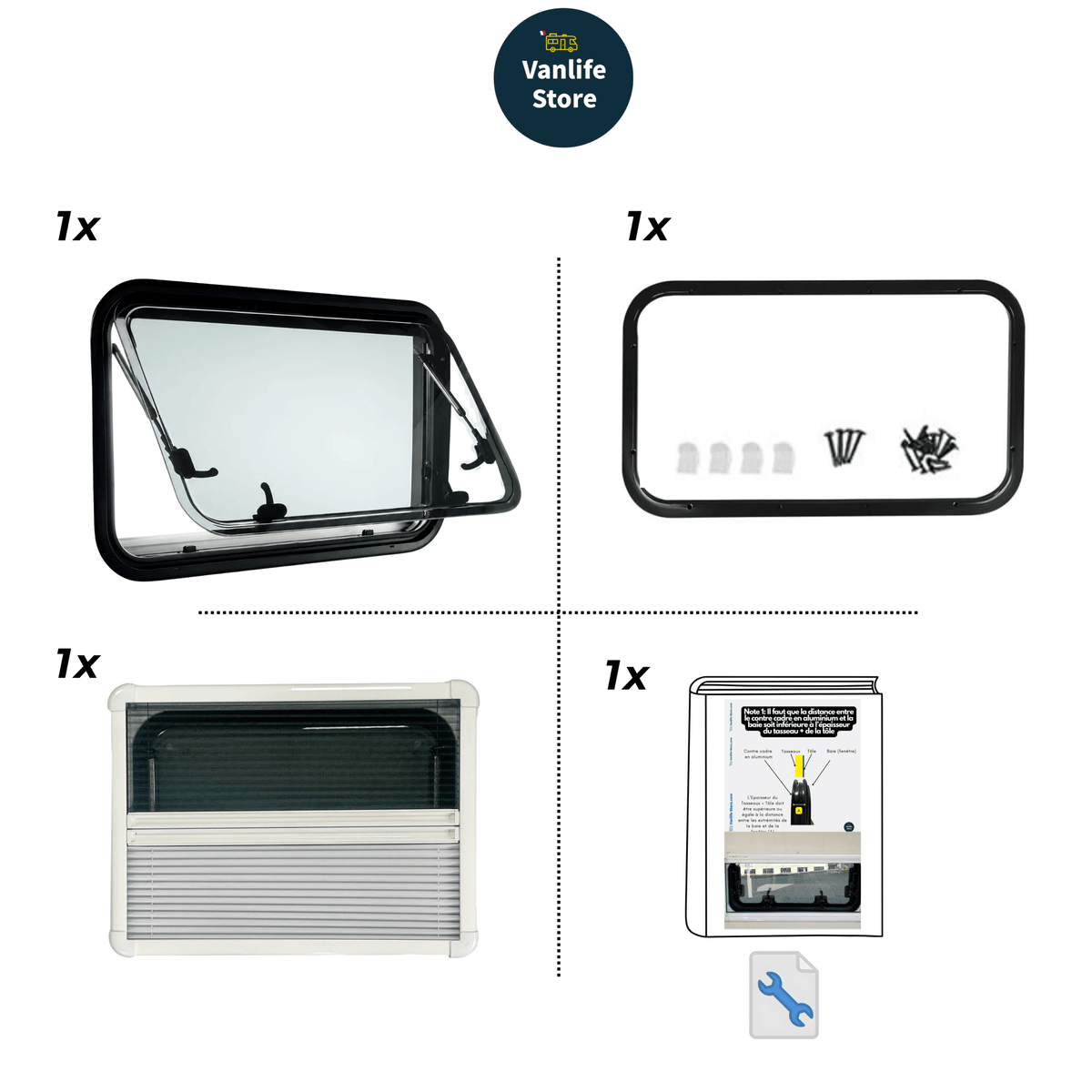 Fenêtre LIGHT 1800 x 880 - avec store et moustiquaire - Vanlife-Store