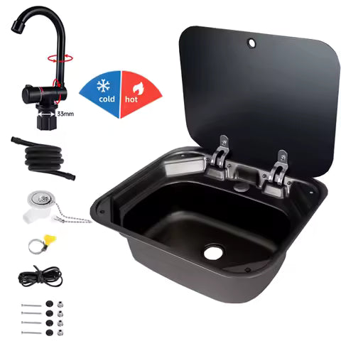 Nerezový dřez speciálně pro obytný vůz - 40x35cm - BLACK