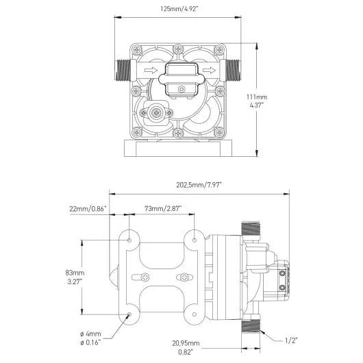 Pompe à pression 12 VDC avec bypass, membrane et pressostat AQUATEC - Vanlife - Store