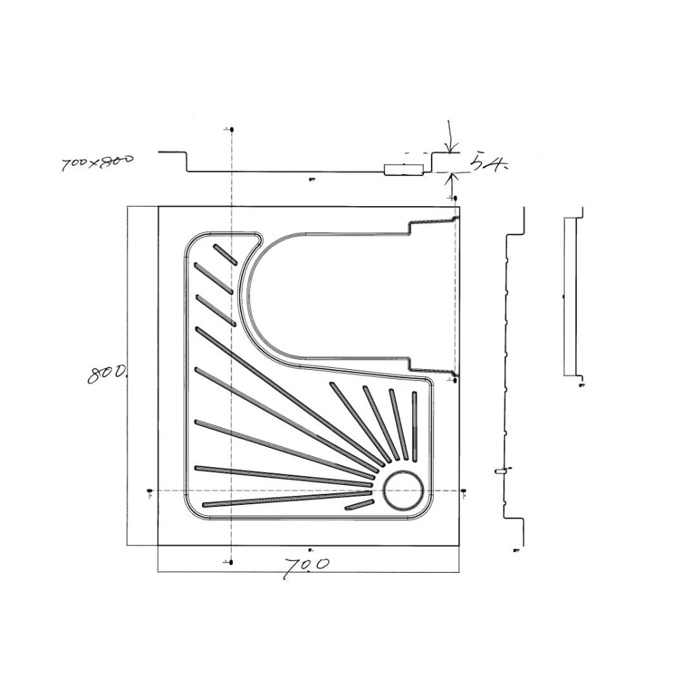Receveur de douche 12V 80x70 - face