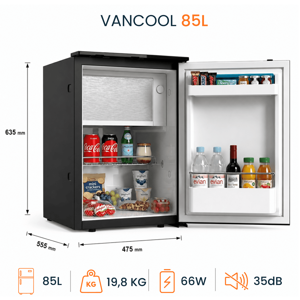 Réfrigérateur VanCool BCD 85 L pour van & camping-car 12/24v – HxLxP : 63x47x55 cm - Vanlife-Store