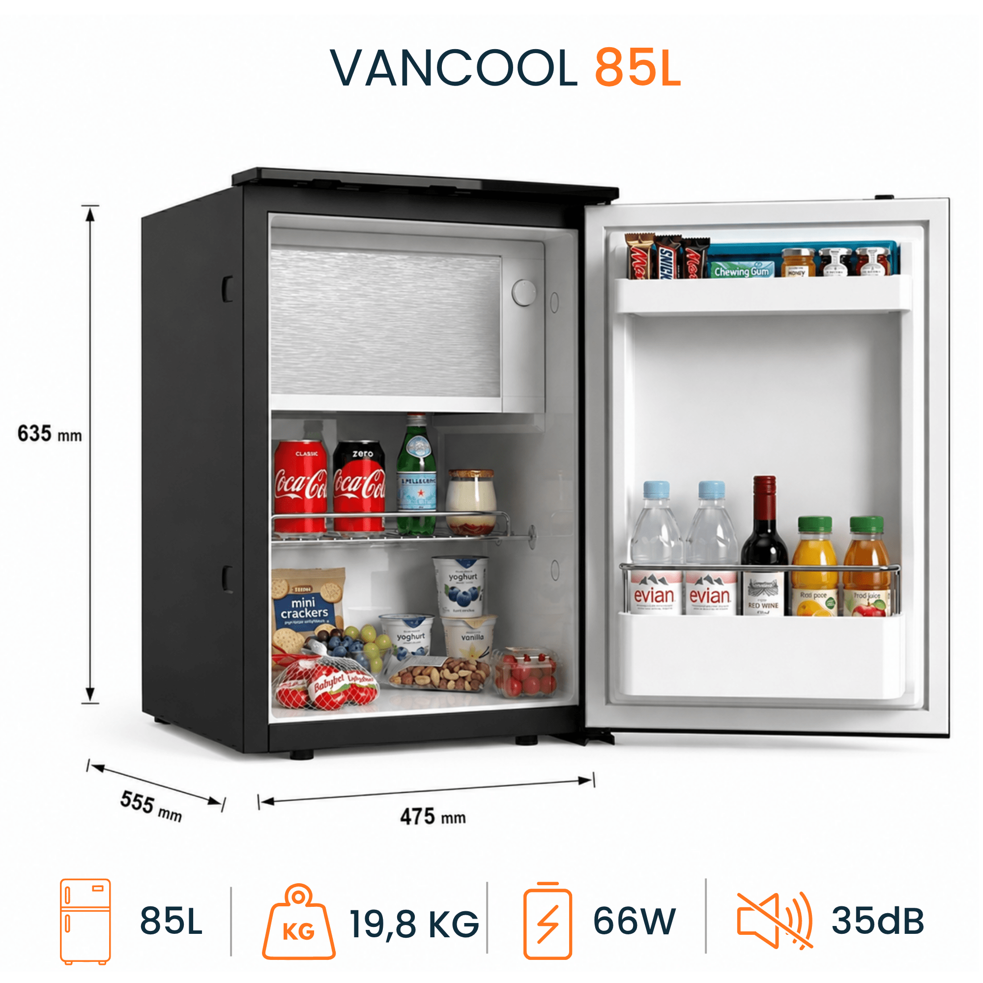 Réfrigérateur VanCool BCD 85 L pour van & camping-car 12/24v – HxLxP : 63x47x55 cm - Vanlife-Store