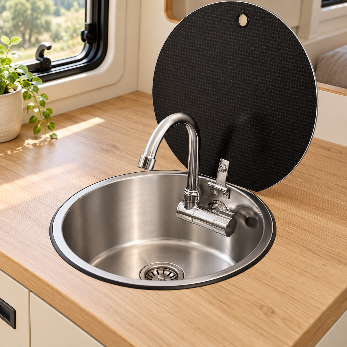 Evier rond en Inox spécial van aménagé - 30cm — illustration