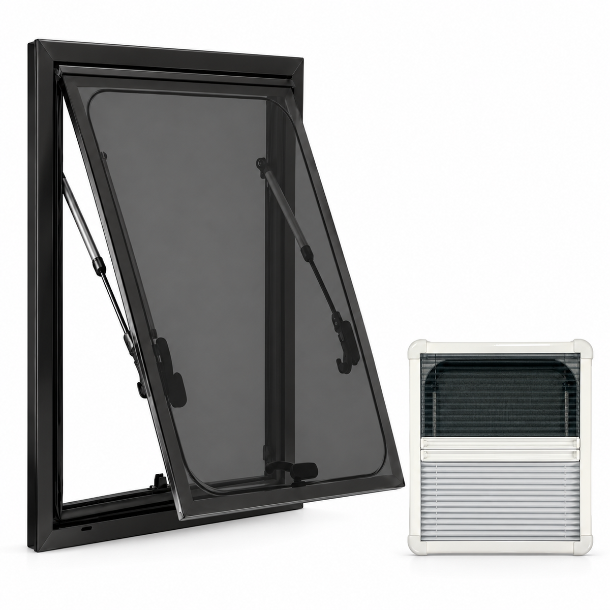 SQUARE verticale ouverte avec store et moustiquaire