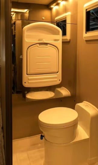 Toilettes-cassette rotatives pour Camping car avec chasse 12V - Vanlife-Store