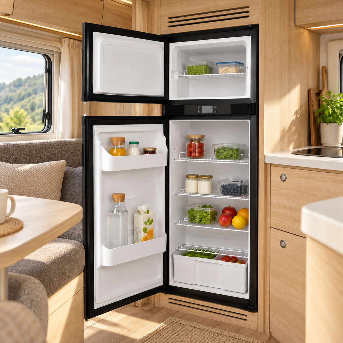 VanCool 140L — illustration en camping-car, ouvert