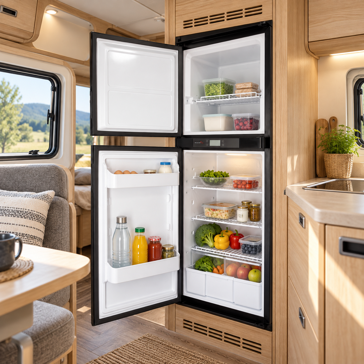 VanCool 170L — illustration en camping-car, ouvert