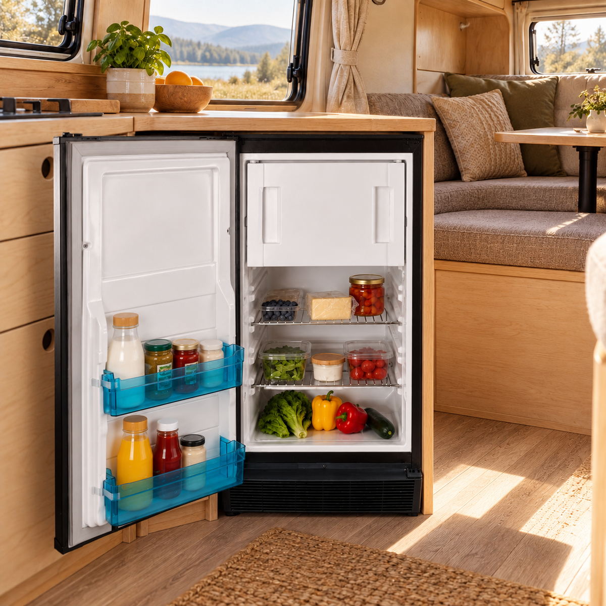 VanCool 76L — illustration en camping-car, ouverture-gauche