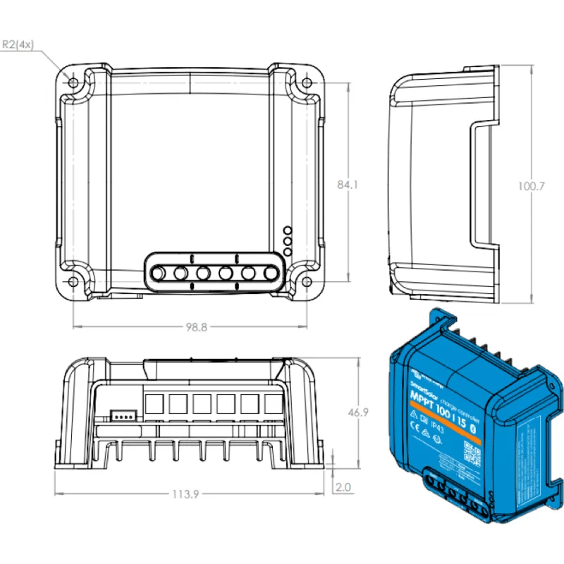 VICTRON SmartSolar MPPT 100/15 – Régulateur Solaire 15A avec Bluetooth Intégré - Vanlife - Store