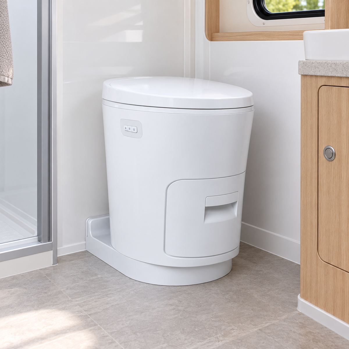 Toilette à sac soudé installée — illustration